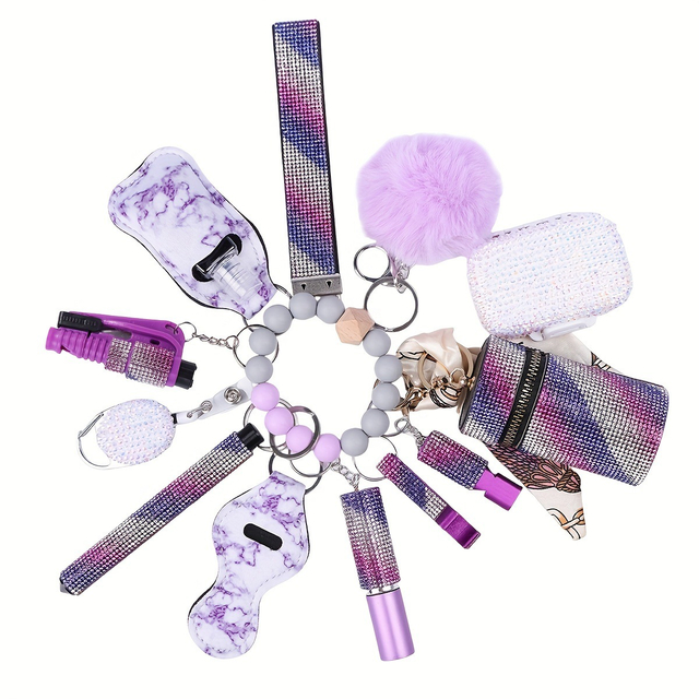 Rhinestone Bling Wrist Bulk Kit til kvinder Selvforsvar 13 STK n&oslash;gleringe