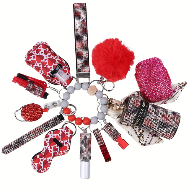 Rhinestone Bling Wrist Bulk Kit til kvinder Selvforsvar 13 STK n&oslash;gleringe
